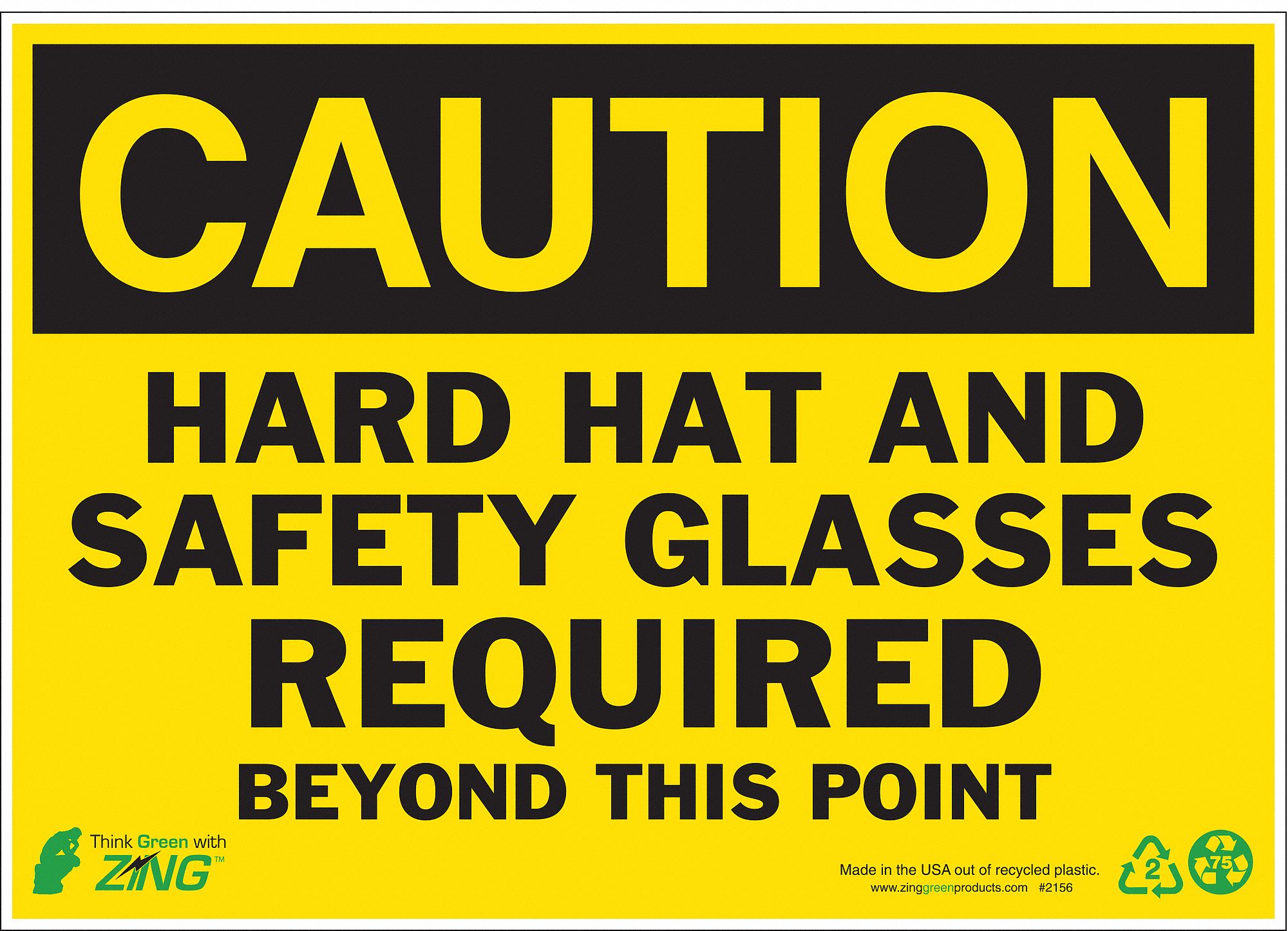 CAUTION SIGN, PLASTIC, RECTANGLE, ENGLISH, 14 X 10 IN