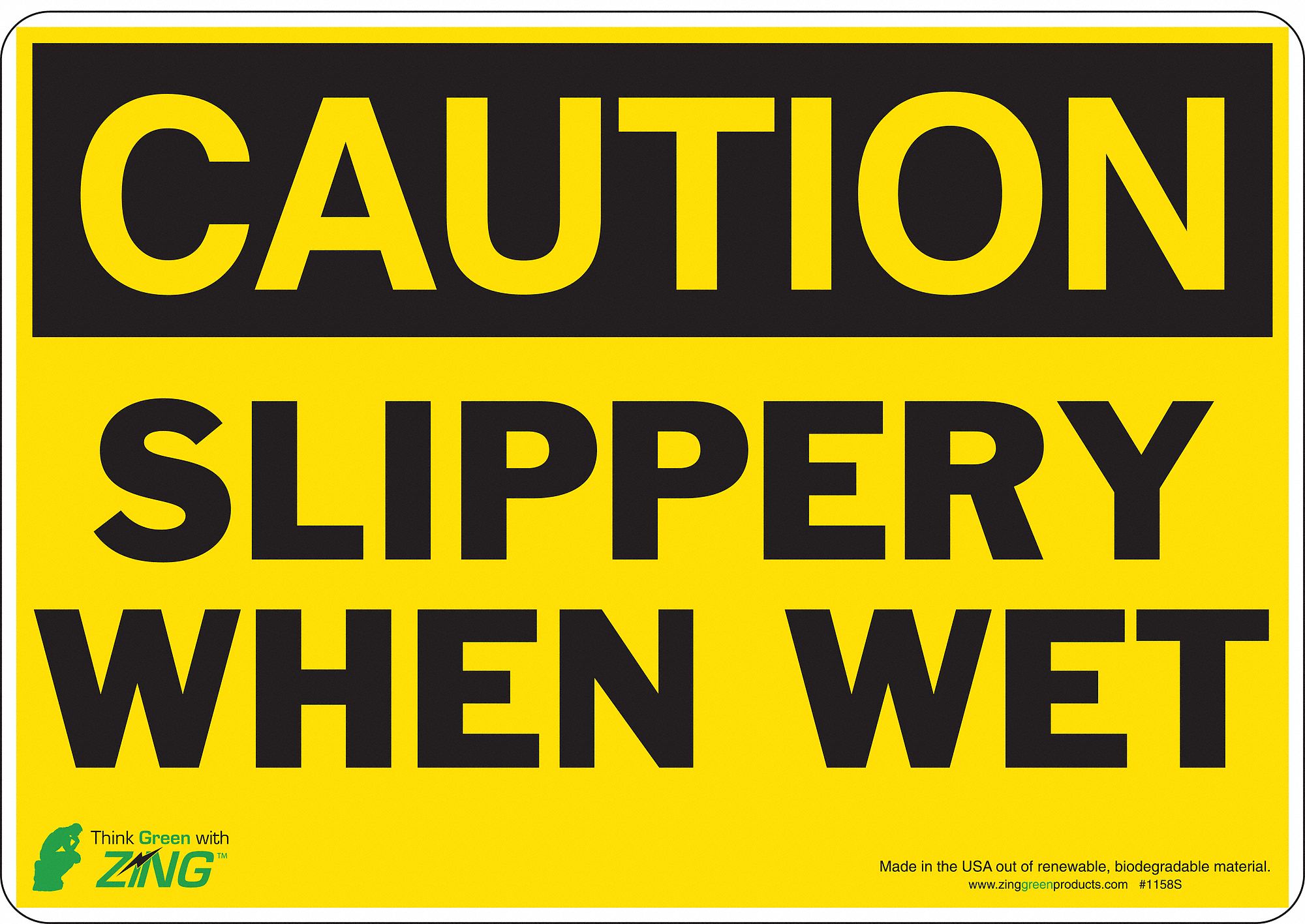 CAUTION SIGN, POLYESTER, RECTANGLE, ENGLISH, 7 X 10 IN