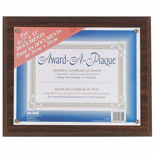 Award Plaque with Blank Certificate: MDF, Acrylic/Plastic, Walnut