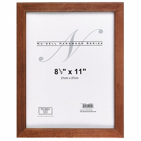 Document Frame: 8-1/2 x 11 in Frame Size, Wood, Plastic, Walnut