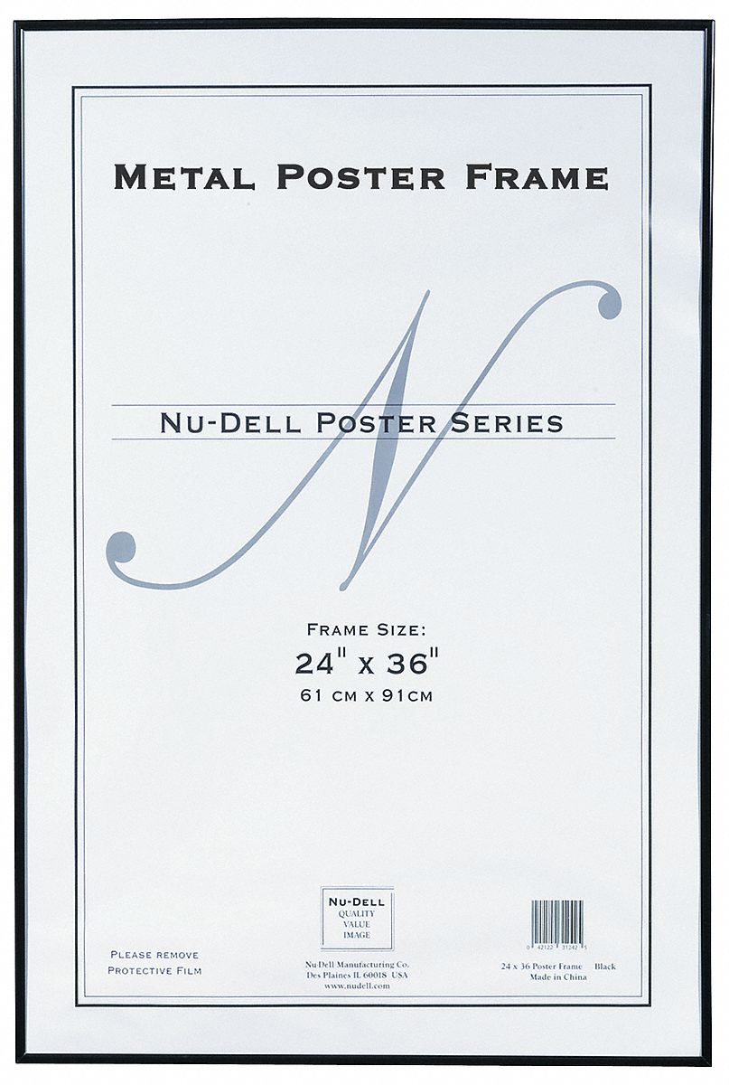 Poster Frame: 24 x 36 in Frame Size, Metal, Plastic, Black