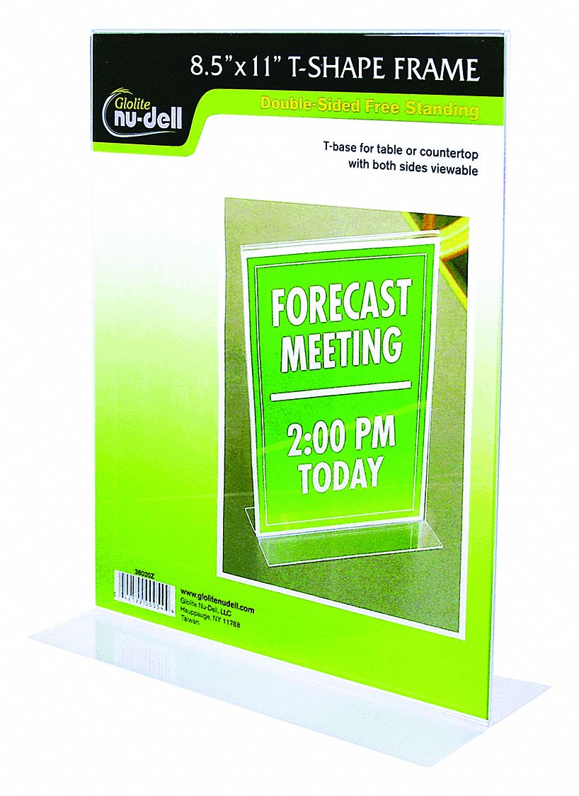 Double Sided Sign Holder: Freestanding Mounting, 8-1/2W x 11 in H