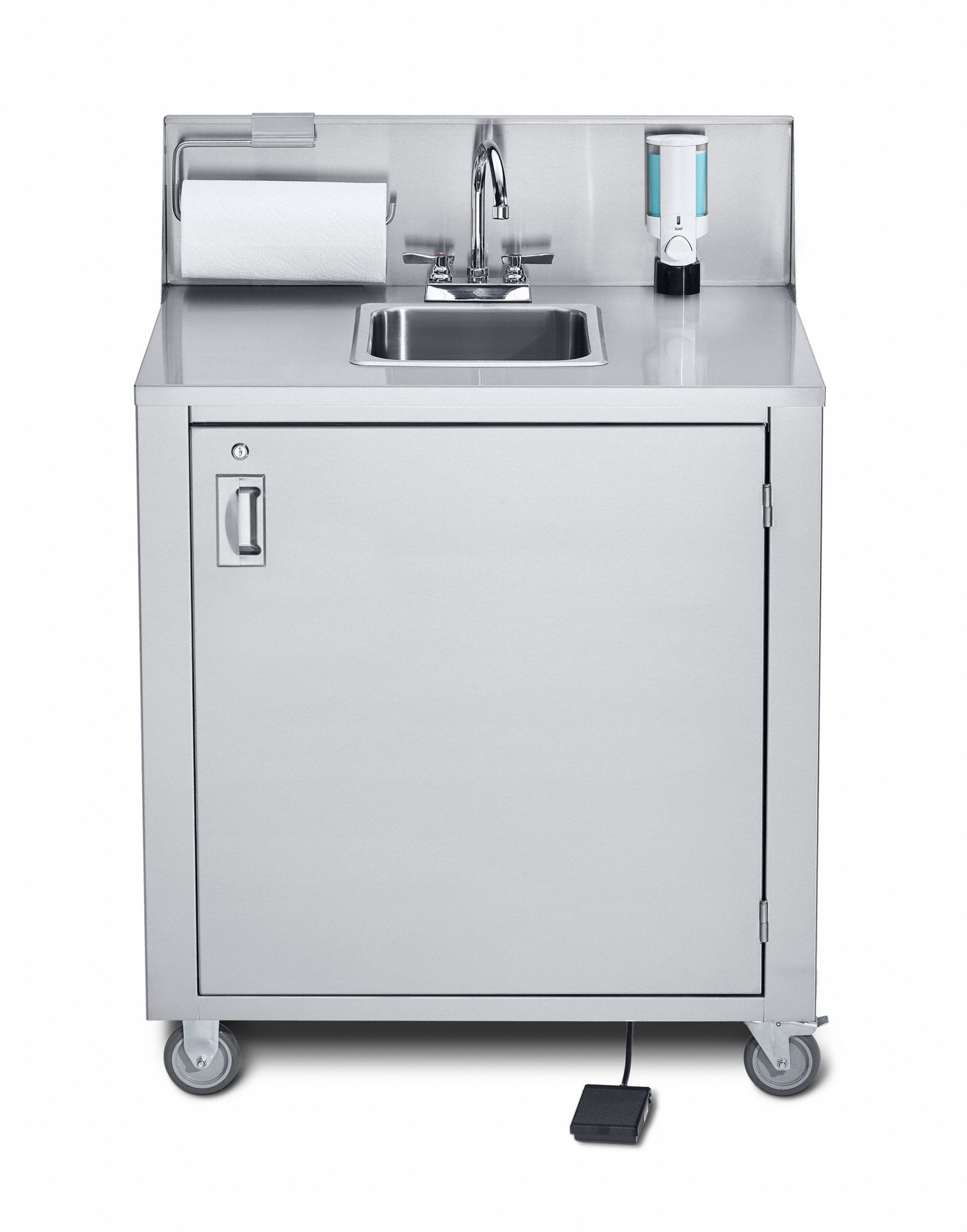 Portable Hand Sink: Water Heater Included, Dual Manual Handle, 0.9 gpm Flow Rate