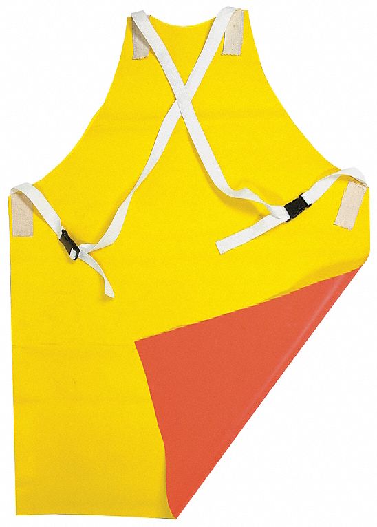 FLAME-RESISTANT APRON, ORANGE/YELLOW, 42 X 30 IN, BUCKLE/ADJUSTABLE STRAP, 19 OZ