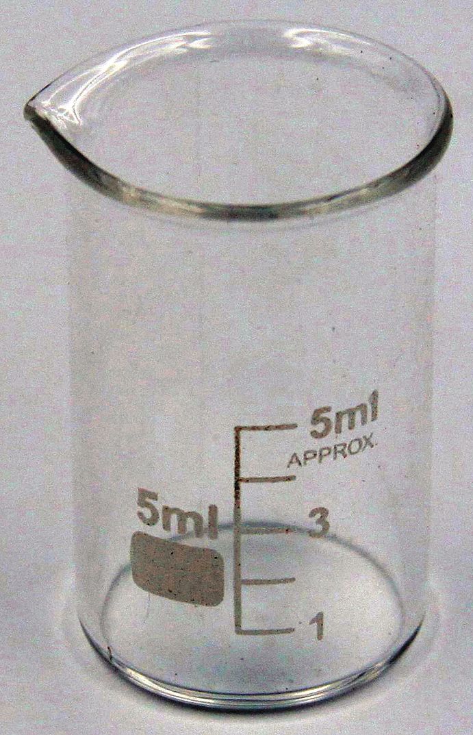 LAB SAFETY SUPPLY Glass Beaker, Low Form, 1 to 5mL, 12 PK 5YGY65YGY6