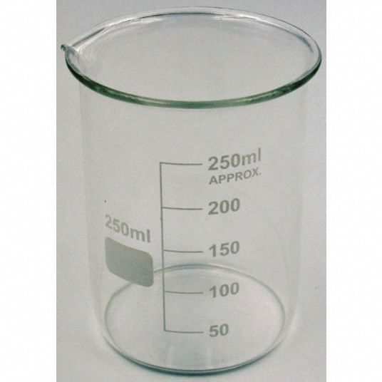 LAB SAFETY SUPPLY Glass Beaker, Low Form, 50 to 250mL, 12 PK 5YGZ2