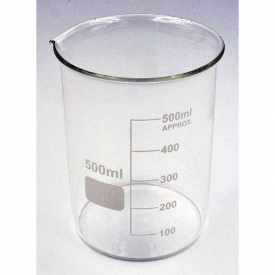 LAB SAFETY SUPPLY Glass Beaker, Low Form, 100 to 500mL, 6 PK 5YGZ4