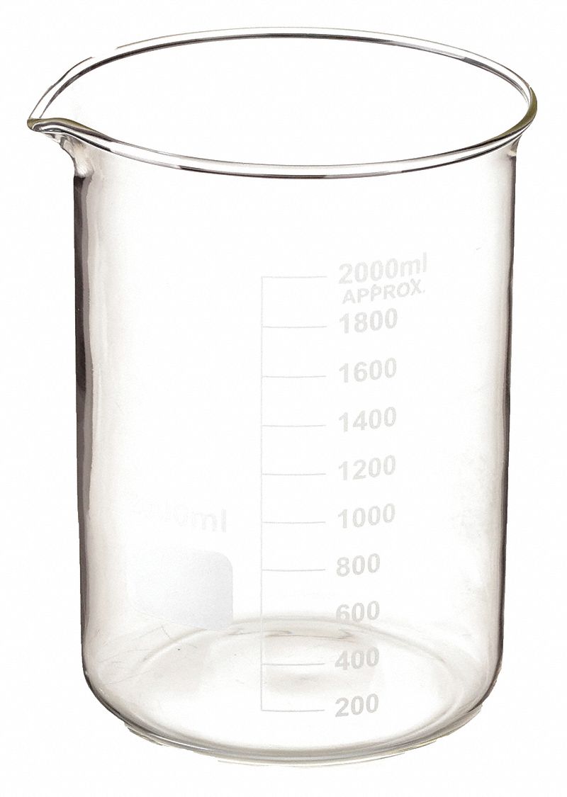 BEAKER,LOW FORM,GLASS,2000ML,PK 4