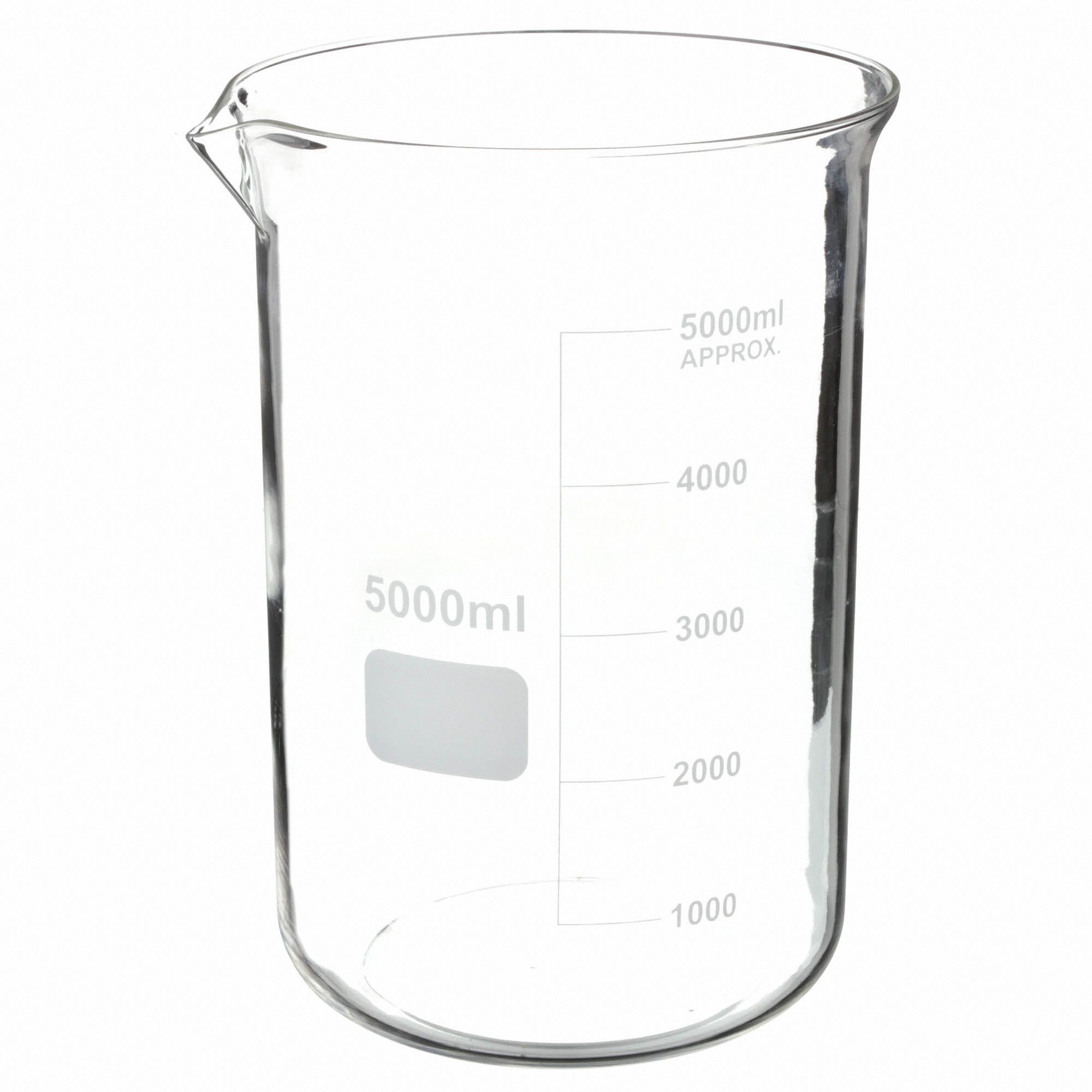 LAB SAFETY SUPPLY Beaker, 5,000 mL/169.1 oz, Low Form, 1000 to 5000mL