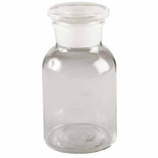 LAB SAFETY SUPPLY Wide Mouth Round Bottle, Reagent, Glass, 60mL, Clear
