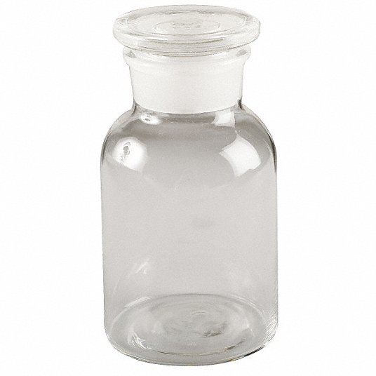 500ml Lab Reagent Sample Bottle Clear Glass Wide Mouth Bottle with Glass Lid Bottle Laboratory Supplies Reagent Sampling Bottle Pack of 5 