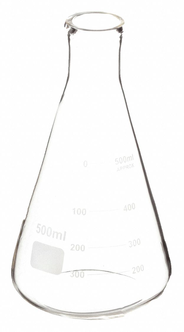 ERLENMEYER FLASK, 500 ML CAPACITY, 16.9 FL OZ CAPACITY, GRADUATED, 175 MM OVERALL H, 12 PK