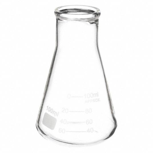 LAB SAFETY SUPPLY, 100 mL, Colorless, Erlenmeyer Flask - 5YHN2|5YHN2 ...