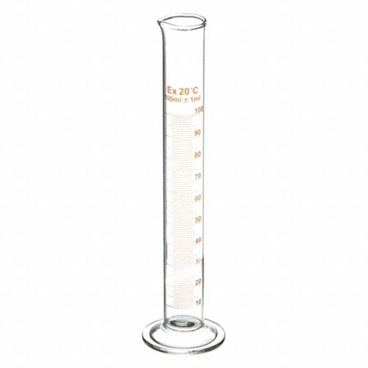 Glass, 100 Ml Capacity - Ml, Graduated Cylinder - 5yhy1