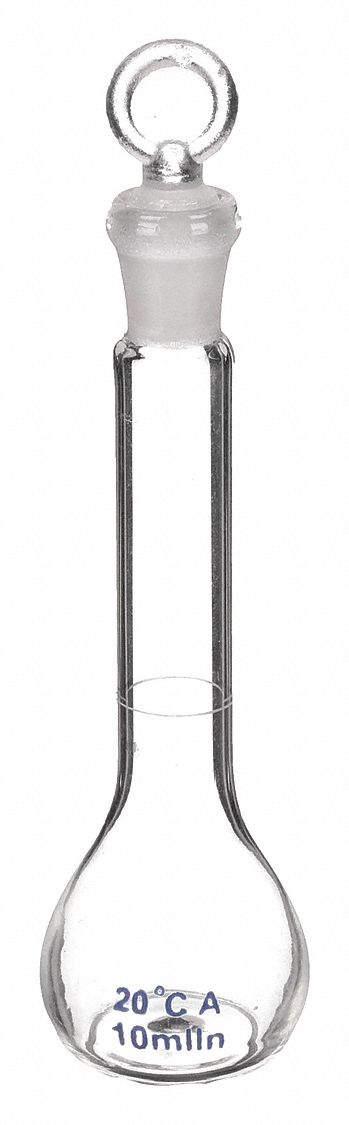 VOLUMETRIC FLASK, 10 ML CAPACITY, 0.3 FL OZ CAPACITY, INCLUDES CLOSURE, GRADUATED, TYPE II, 12 PK