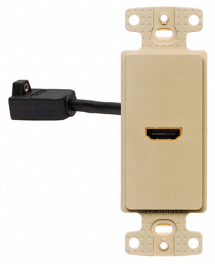 Video Wall Plate and Jack: 1 Gang, 1 Port, With HDMI, Ivory