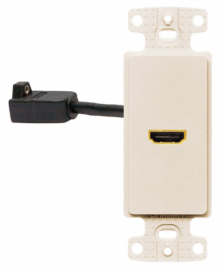 Video Wall Plate and Jack: 1 Gang, 1 Port, With HDMI, Light Almond