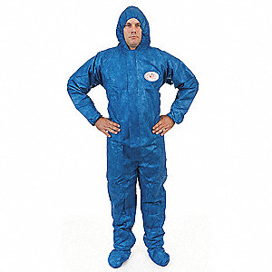 HOODED CHEMICAL-RESISTANT COVERALLS, MICROPOROUS FABRIC, BOOTS, ELASTIC, 4XL, 25 PK