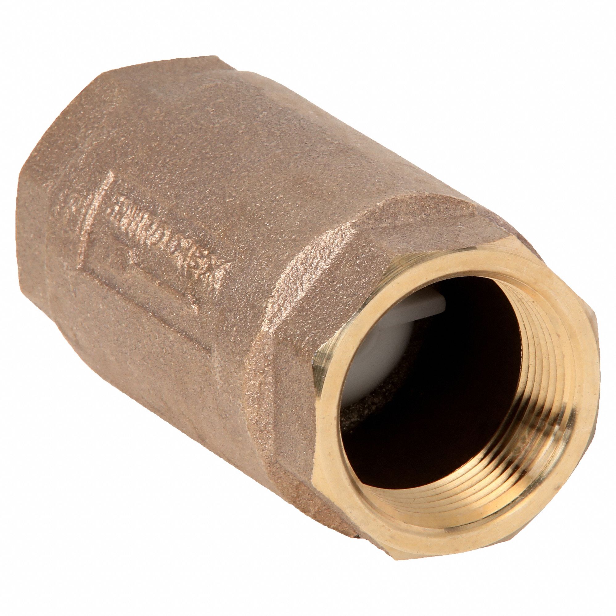 SPRING CHECK VALVE, POPPET, INLINE VALVE BODY, 1¼ IN PIPE, FNPT X FNPT, BRONZE, NPT