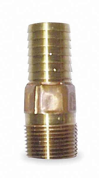 BARBED HOSE FITTING, FOR 1¼ IN HOSE ID, HOSE BARB X NPT, MALE X MALE, HEX, STRAIGHT