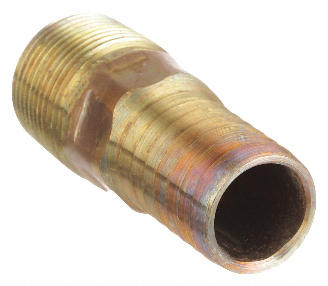 BARBED HOSE FITTING, FOR 1½ IN HOSE ID, HOSE BARB X NPT, MALE X MALE, HEX, STRAIGHT