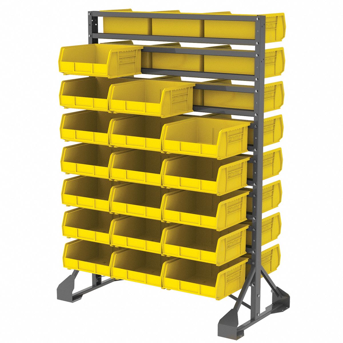 AKROMILS 2Sided Bin Rail Floor Rack with 0 Bins, 53 inH x 36 inW x 20