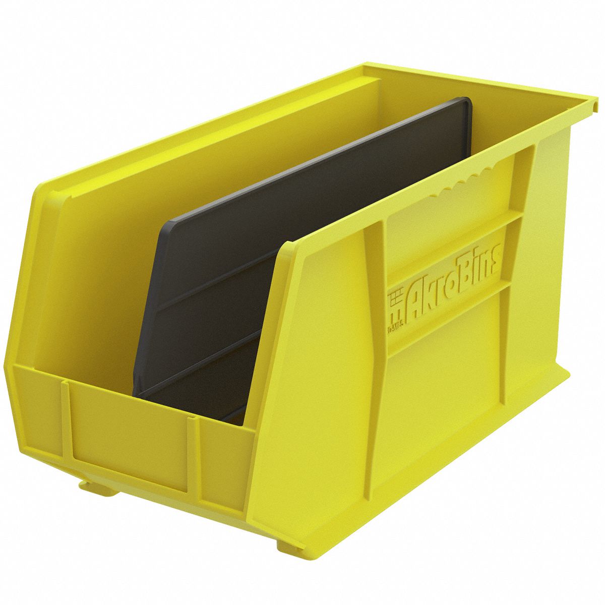 AKROMILS Hang and Stack Bin, Yellow, 18 in Outside Length, 8 1/4 in