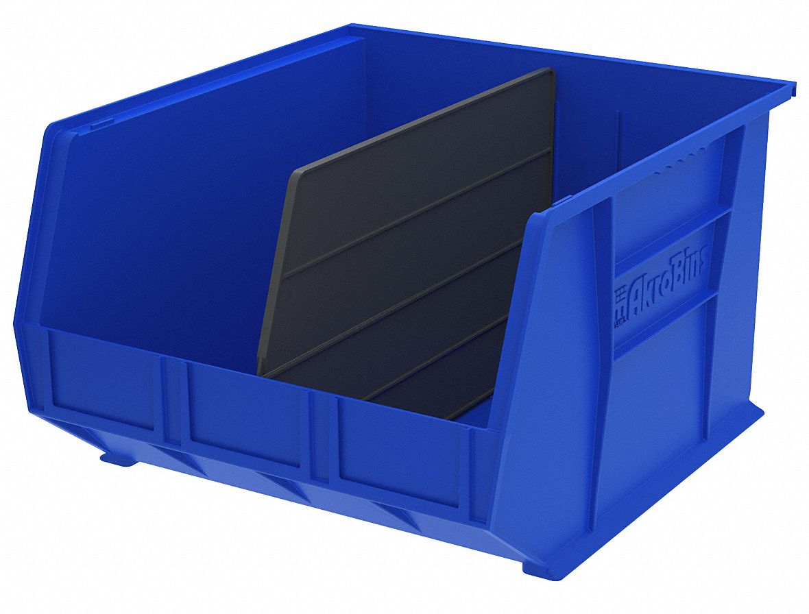 AKROMILS Hang and Stack Bin 16 1/2 in x 18 in x 11 in, Blue, Label