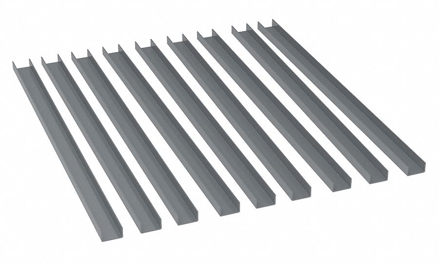 UTILITY CART BIN RAIL KIT, STEEL, 400 LB LOAD CAPACITY, FOR 19 IN CART W, GREY, FOR 5YM99