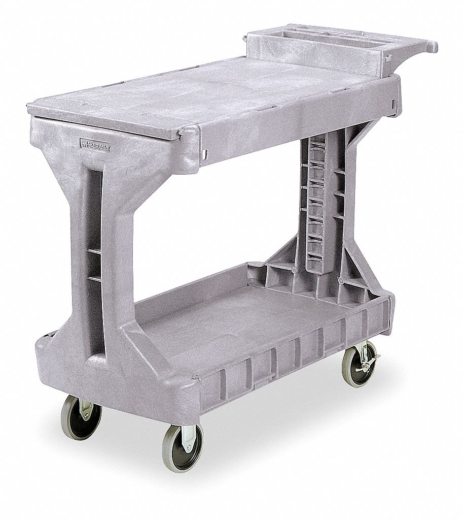 UTILITY CART WITH FLIP-GATE FLUSH PLASTIC SHELVES, 400 LB LOAD CAPACITY, 28 IN X 17 IN