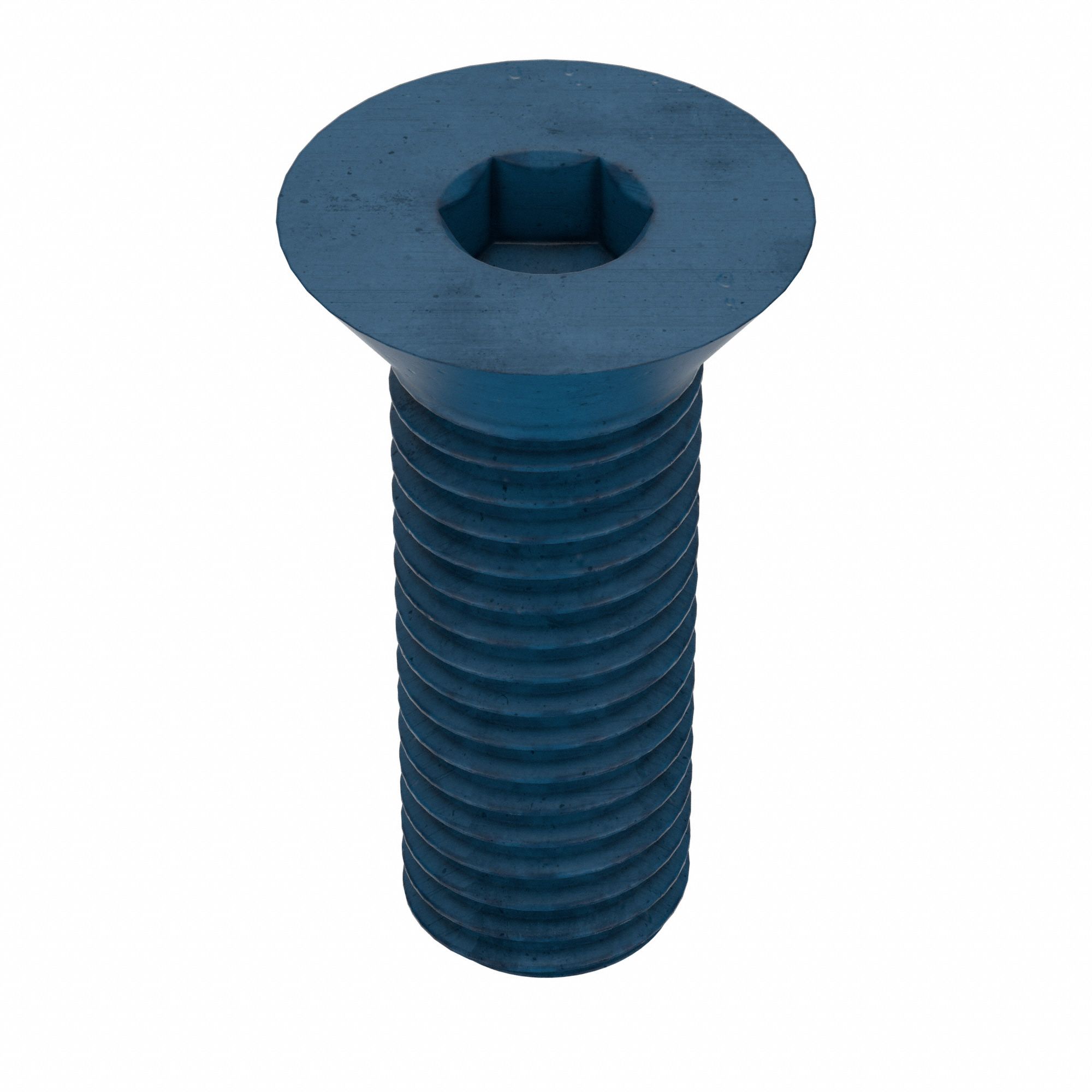 Socket Flat Head Screw: M12x1.75 Thread Size, 30 mm Lg, Flat, Blue Phosphate, Alloy Steel, 10 PK