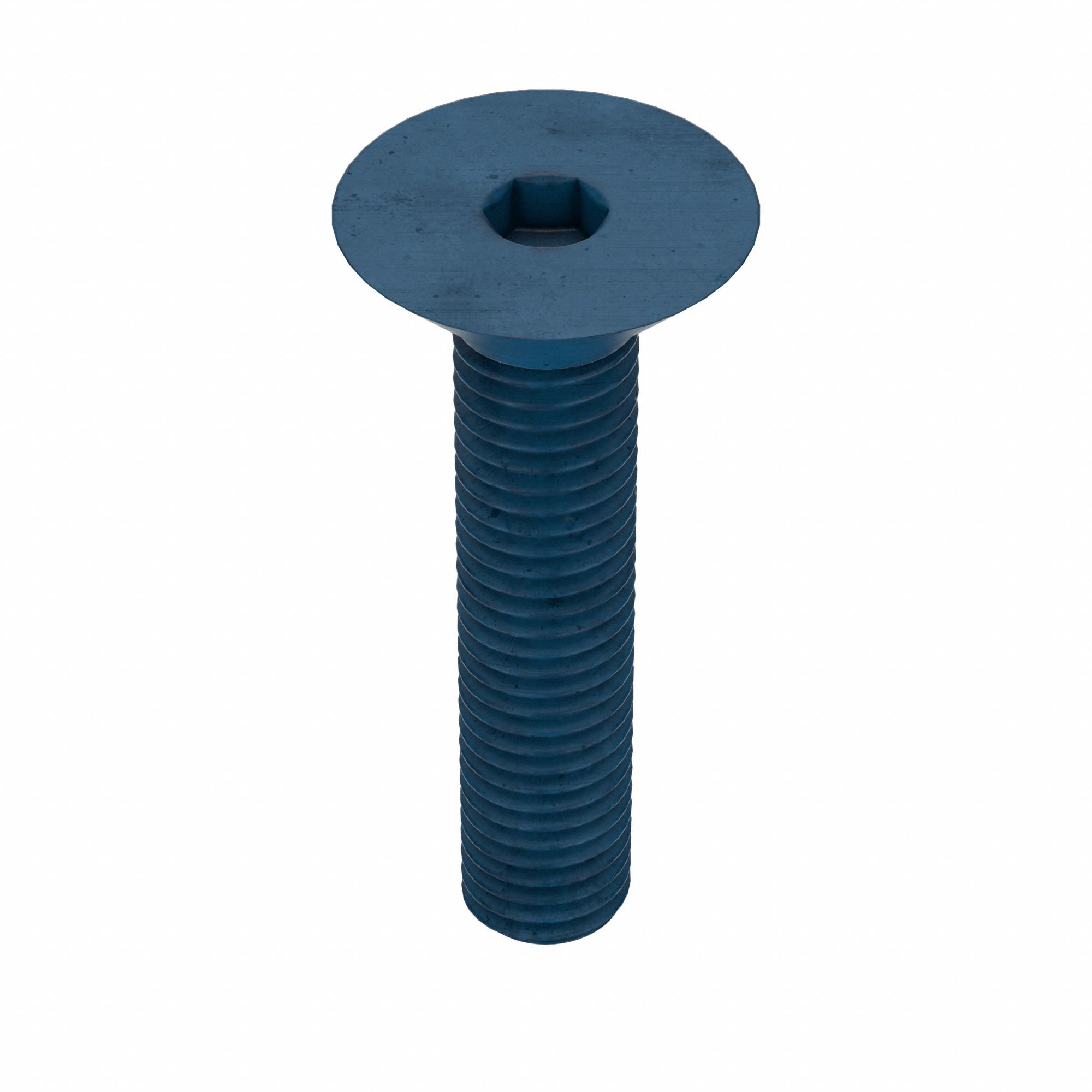 Socket Flat Head Screw: M12x1.75 Thread Size, 60 mm Lg, Flat, Blue Phosphate, Alloy Steel, 5 PK