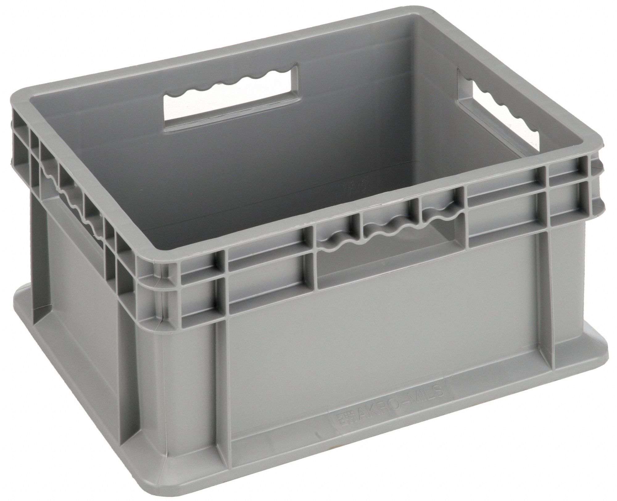 Straight Wall Tote: 6.7 gal, 15 3/4 in x 11 3/4 in x 8 1/4 in, Stacking Capable, Gray