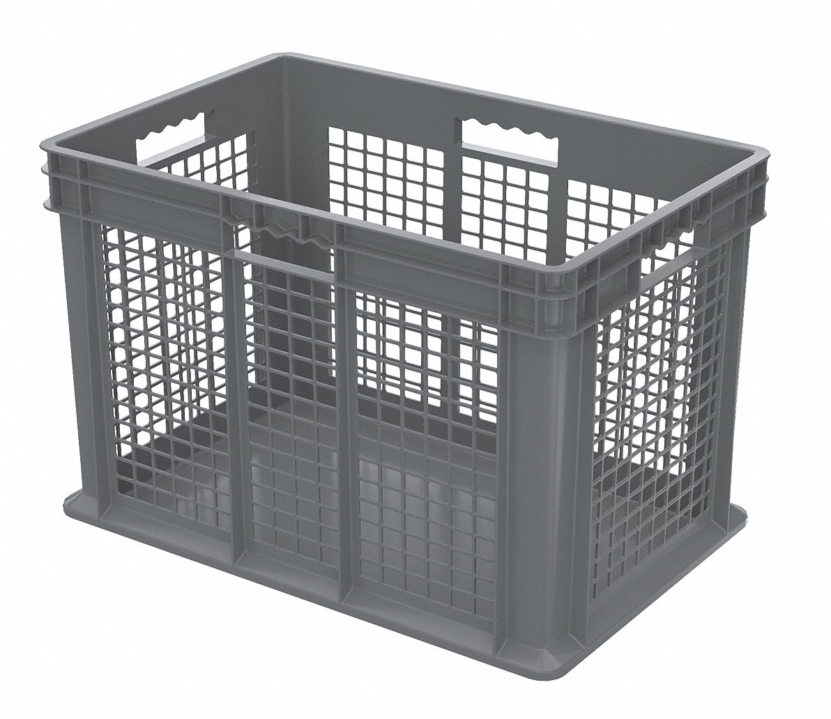 Straight Wall Tote: 26.6 gal, 23 3/4 in x 15 3/4 in x 16 1/8 in, Stacking Capable, Gray