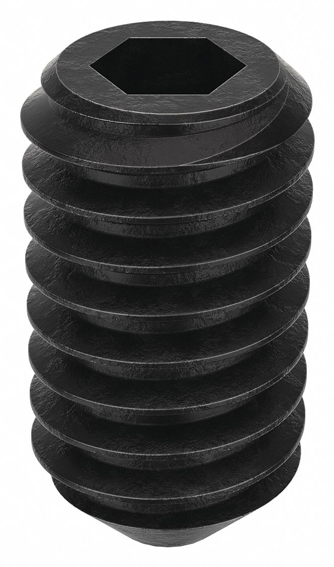 Socket Set Screw: #6-40 Thread Size, 1/4 in Overall Lg, Cup pt, Alloy Steel, Black Oxide, 100 PK