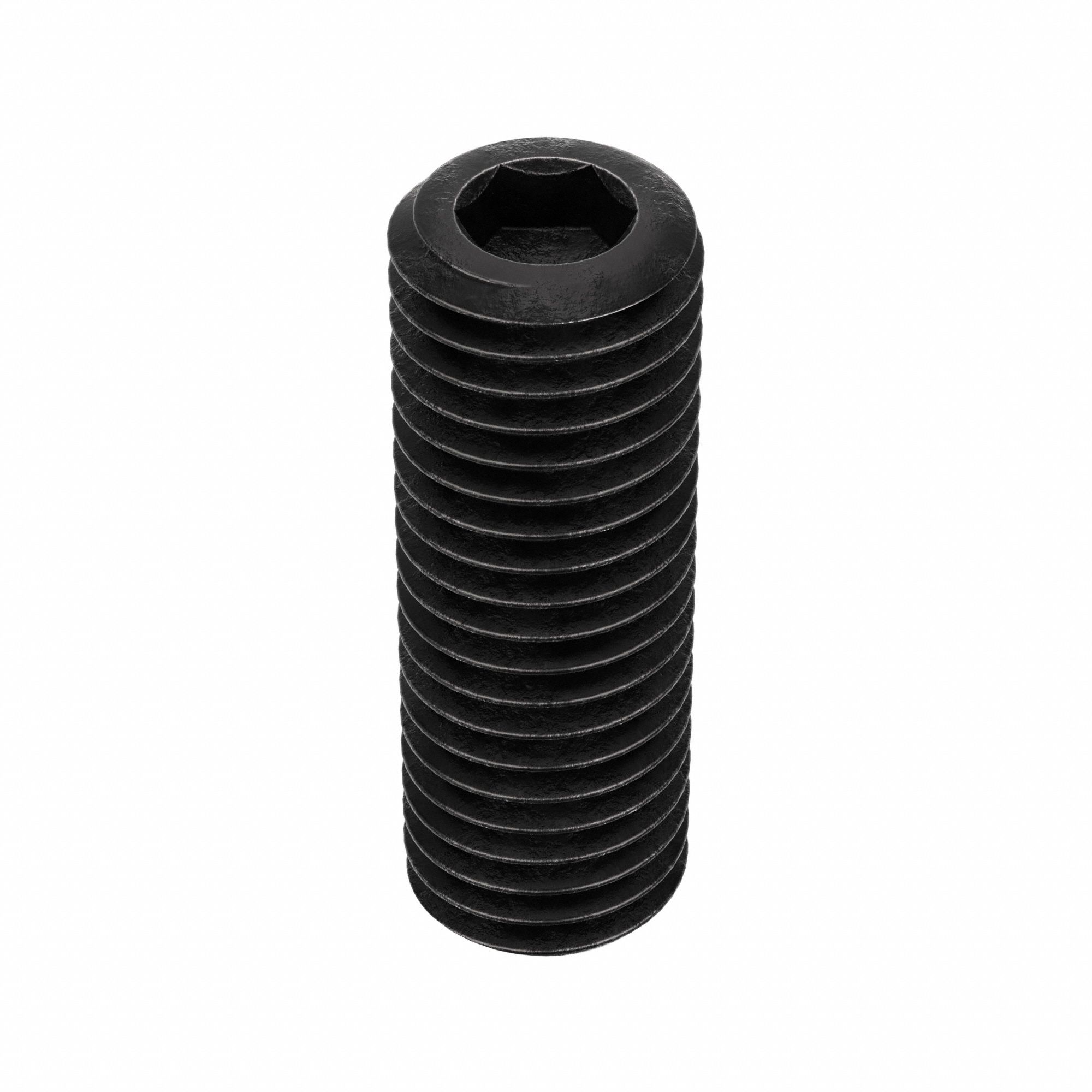 Socket Set Screw: 1/4"-28 Thread Size, 3/4 in Overall Lg, Cup pt, Alloy Steel, Black Oxide, 100 PK