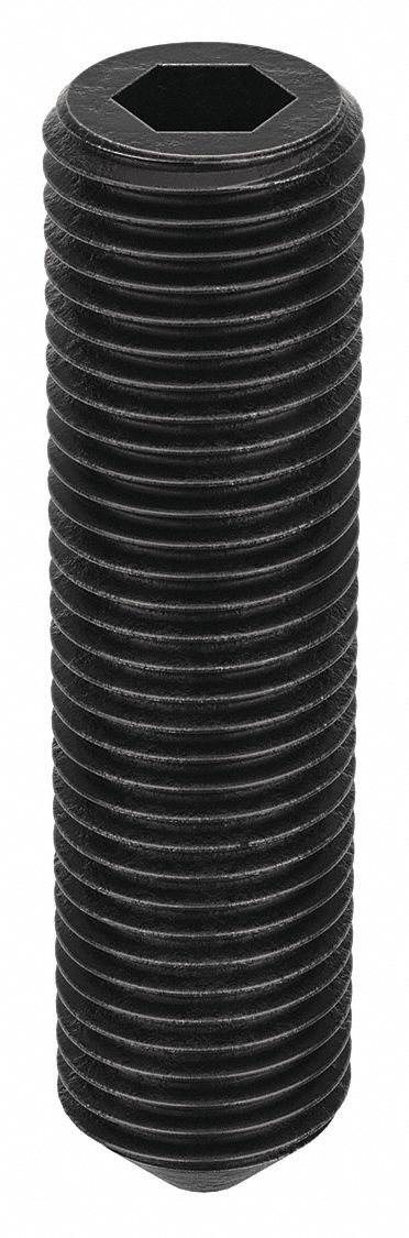 Socket Set Screw: 3/8"-24 Thread Size, 1 1/2 in Overall Lg, Cup pt, Alloy Steel, Black Oxide, 100 PK