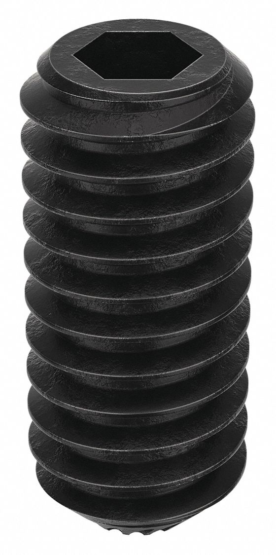 Socket Set Screw: #8-32 Thread Size, 3/8 in Overall Lg, Knurled Cup pt, Alloy Steel, Socket, 100 PK