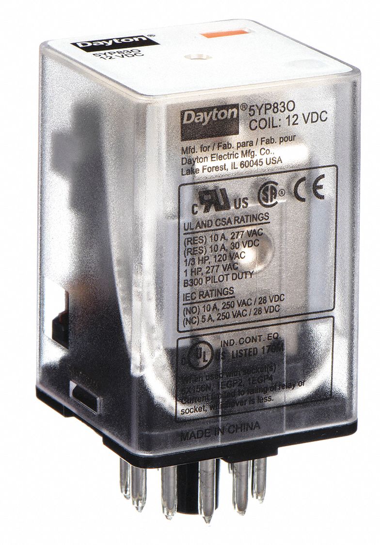 GENERAL PURPOSE RELAY, SOCKET MOUNTED, 10 A CURRENT RATING, 12V DC, 11 PINS/TERMINALS, 3PDT