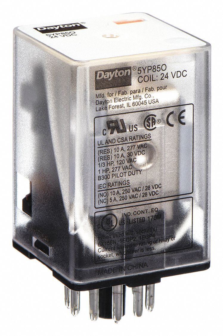 GENERAL PURPOSE RELAY, SOCKET MOUNTED, 10 A CURRENT RATING, 24V DC, 11 PINS/TERMINALS, 3PDT