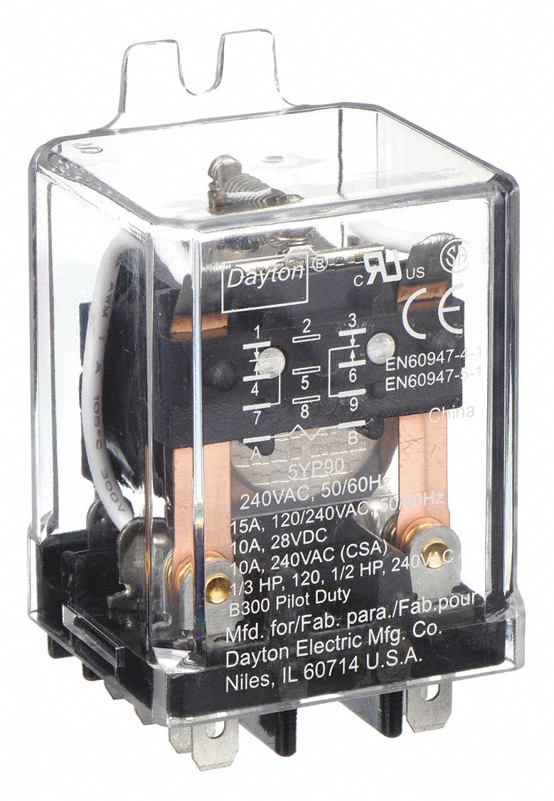 FLANGE MOUNT RELAY, SURFACE (SIDE FLANGE) MOUNTED, 240V AC, 8 PINS/TERMINALS, DPDT