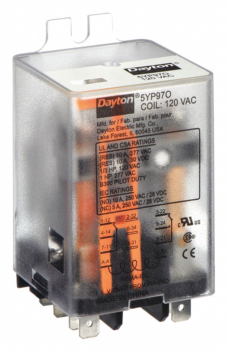 Dayton Flange Mount Relay Surface Side Flange Mounted 120v Ac 8 Pinsterminals Dpdt