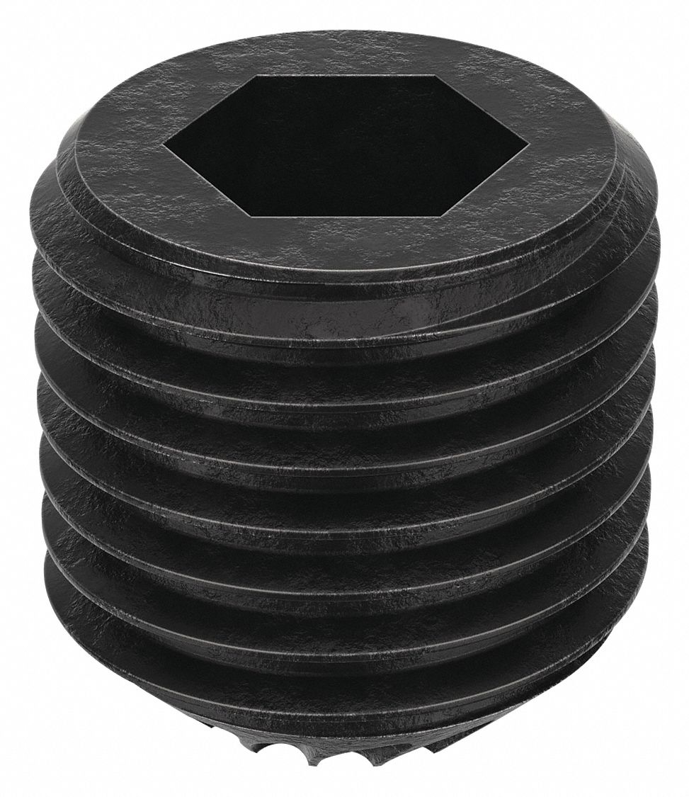 Socket Set Screw: 3/8"-24 Thread Size, 3/8 in Overall Lg, Knurled Cup pt, Alloy Steel, 100 PK