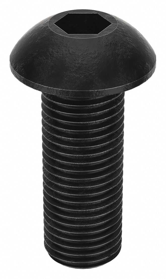Socket Head Cap Screw: 3/8"-24 Thread Size, 1 in Lg, Button, Black Oxide, Alloy Steel, 50 PK