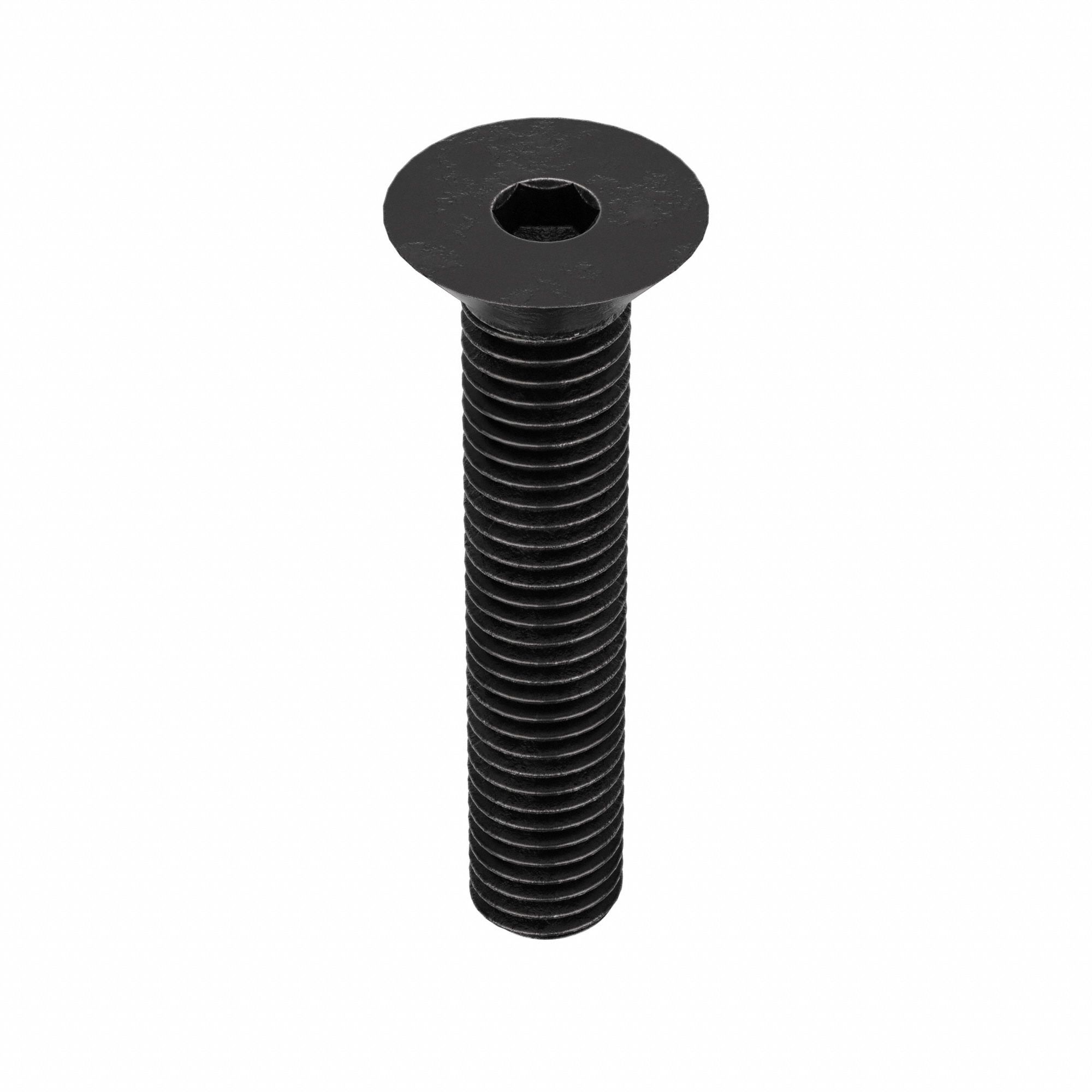 Socket Flat Head Screw: 1/2"-13 Thread Size, 2 1/4 in Lg, Flat, Black Oxide, Alloy Steel, 25 PK