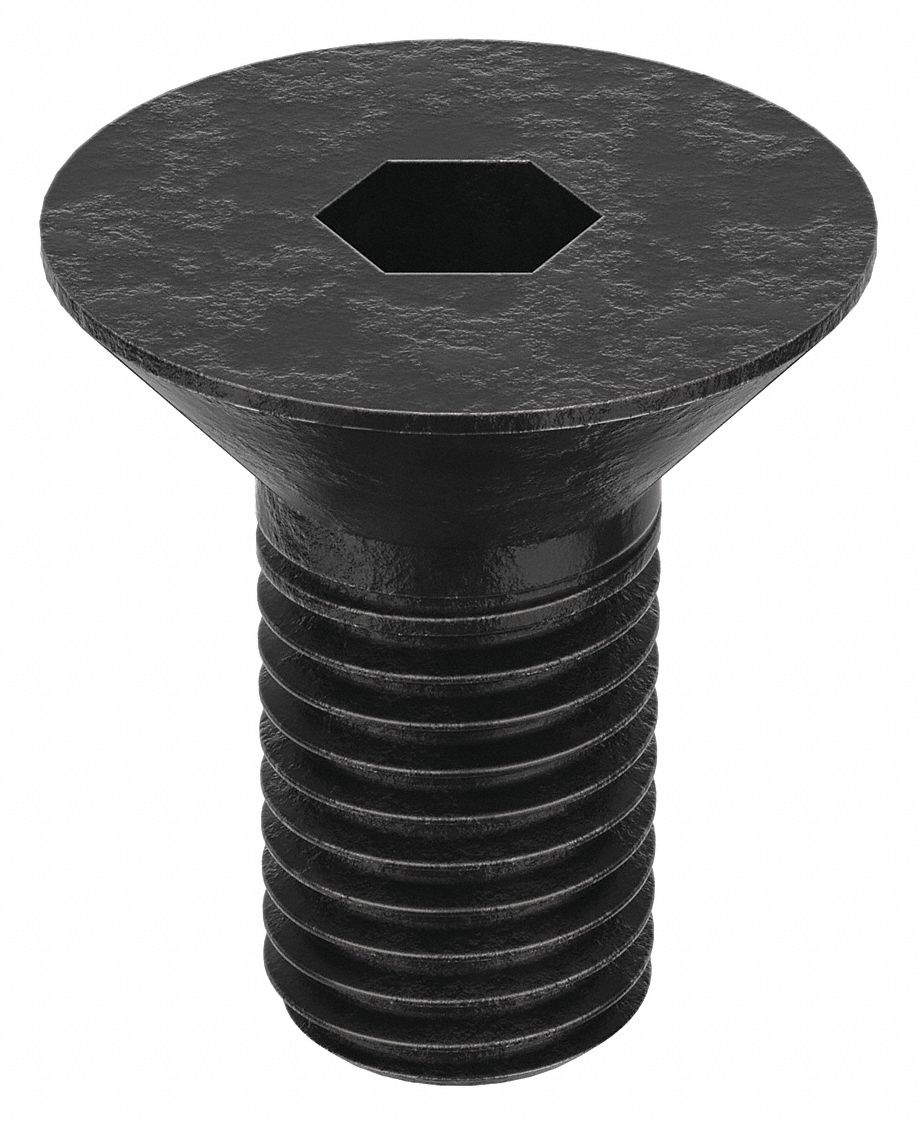 Socket Flat Head Screw: 5/16"-24 Thread Size, 1/2 in Lg, Flat, Black Oxide, Alloy Steel, 100 PK