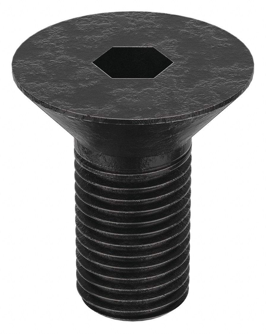 Socket Flat Head Screw: 3/8"-24 Thread Size, 5/8 in Lg, Flat, Black Oxide, Alloy Steel, 100 PK