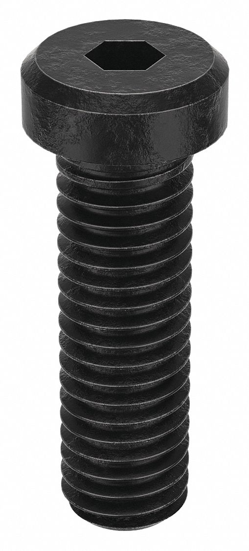 Socket Head Cap Screw: 3/8"-16 Thread Size, 1 1/4 in Lg, Low-Profile Std, Black Oxide, 100 PK