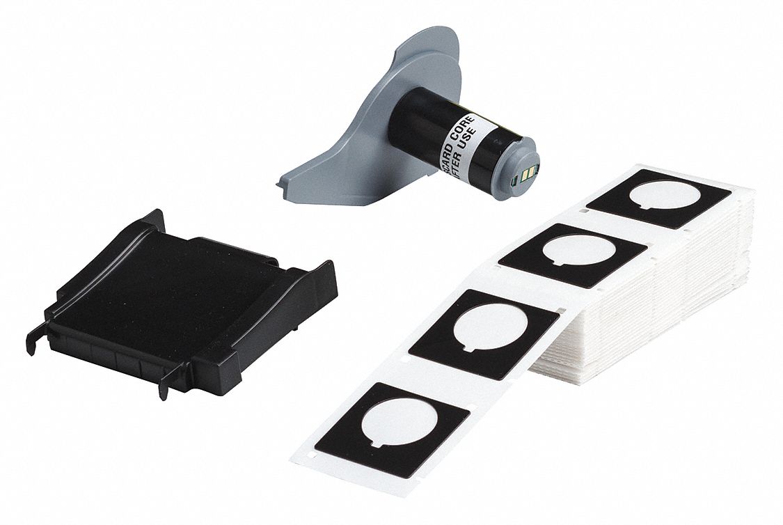 Precut Label Roll in Box: Circle with Notch, 1 13/16 in x 1 13/16 in, Polyester, Black ( Gloss )