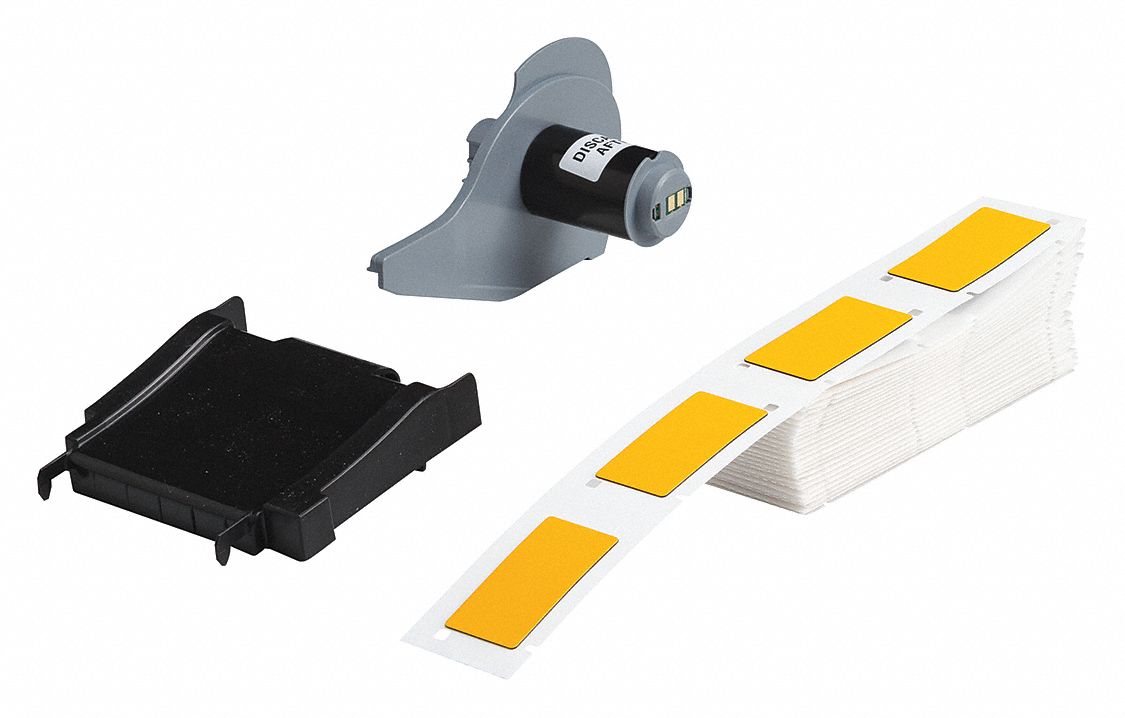 Precut Label Roll in Box: No Precut Hole, 2 in x 1 in, Polyester, Yellow ( Gloss )